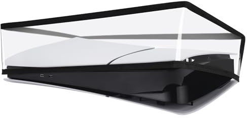 PlayVital Cubierta Antipolvo Horizontal para ps5 Slim Digital Edición - Protector de PVC a Prueba de Polvo, Funda Impermeable, Accesorios para Consola, Nuevo Diseño Más Pequeño (Transparente)