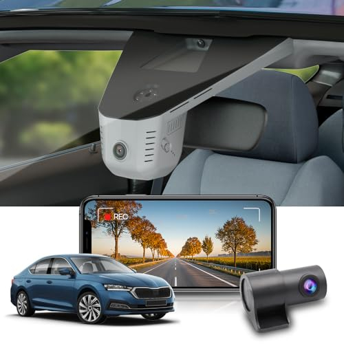 Fitcamx Dashcam Auto Vorne Hinten Geeignet für Skoda Octavia 4 IV 2020 2021 2022 2023 2024 2025(HD2-8633), OEM Dashcam 4K 2160P+1080P UHD Video WiFi, Loop-Aufnahme, G-Sensor, WDR, Plug&Play, 128GB