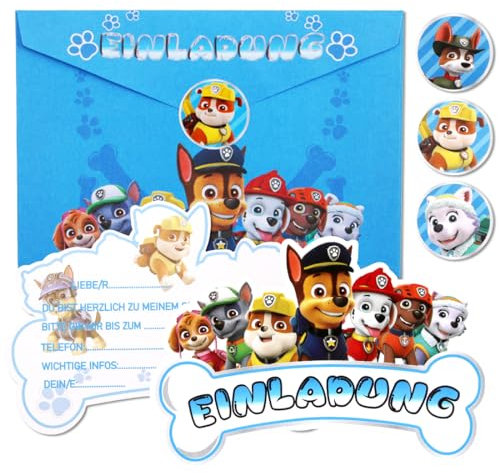 Tydeus Einladungskarten Kindergeburtstag,12x Deutsche Einladungskarten +12x Umschläge+12x Runder Aufkleber,Einladungskarten Geburtstag Junge Madchen,Partyeinladungen Einladungen Kinder