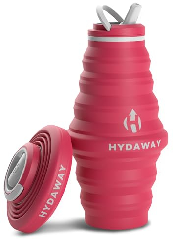 HYDAWAY Collapsible Water Bottle - 25oz I Reusable Water Bottle with Flip Top Lid for Travel, Hiking, Backpacking I Portable & Leakproof, Food-Grade Silicone, BPA Free, Collapses to 1.5”