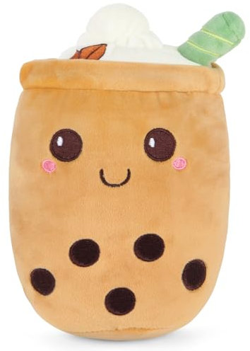 Mineup Bubble Tea Plush Pillow, Plushie Milk Tea Cup Shaped Hugging Cushion - Soft Stuffed Toy, Brown, 35cm