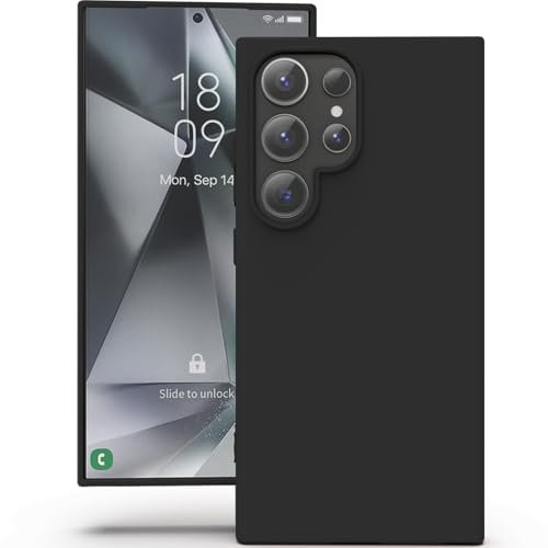 YATWIN Cover per Samsung Galaxy S24 Ultra, Custodia in Silicone Morbido con Tagli di Precisione per Fotocamera, Design Ultra Sottile, Protezione 360° con Bordi Rialzati, Nero