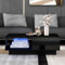 KOMHTOM Table Basse Haute Brillance Noir Table d'appoint, Table de canapé de Salon avec Un tiroir et Un Compartiment de Rangement Ouvert 95x55x32cm (B, Noir)