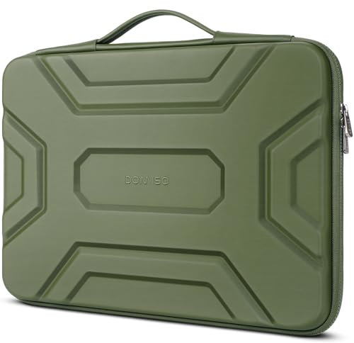 DOMISO 17 inch Laptop Sleeve with Handle Shockproof Waterproof EVA Protective Case for 17.3 HP Dell Asus Lenovo Laptop, Green