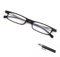 SKYWAY Ultra Dünne Faltbare Lesebrille für Herren Damen, Ultraleicht Blaues Licht Blockierend Kompakte Computerbrille, Metall und TR90 Rahmen Schwarz, 3.5