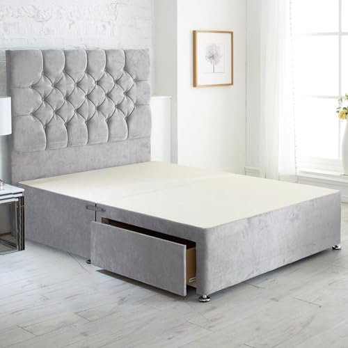 ComfoRest - Stylish 4FT6 Double Divan Bed with 2 Footend Drawers | Practical Frame for Organised Living | Durable Base for Any Room (Cream Naples)