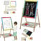 2 in 1 Wooden Easel Board Kids Drawing Board Double Sided Magnetic White Board and Black Board Revolving Easel Board Chalk Drawing Board for Child Toddlers Educational Gift
