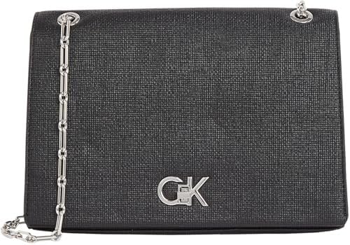 Calvin Klein Sac à Bandoulière Femme Medium avec Chaîne, Noir (Ck Black), Taille Unique
