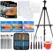 H & B Juego de pintura en lienzo de lujo con caballete plegable de aluminio, 108 piezas con juego de pinturas acrílicas, pinceles y lienzo, kits de pintura