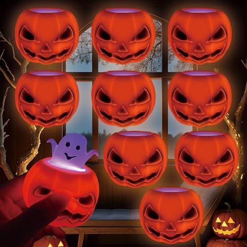 Shinybox Halloween Leuchtende Stress Relief Spielzeug - 9 Stück Kürbis Fledermaus Stressbälle, Leuchtendes Kürbis Fledermaus Stress Spielzeug - Halloween Party Geschenk Mitgebsel