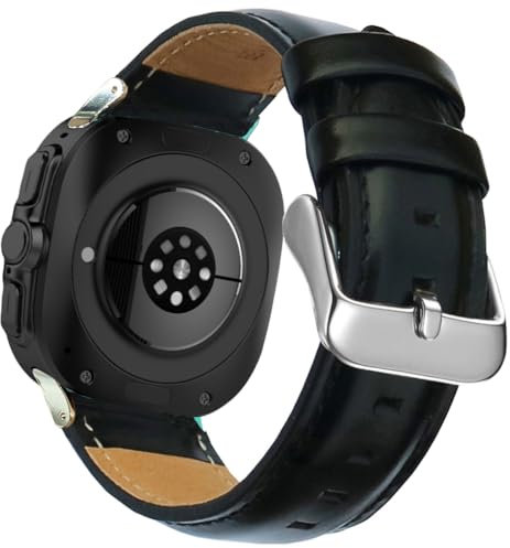 OTOPO for Samsung Galaxy Watch Ultra Bands 47mm Men Women, No Gaps Quick Release Genuine Leather Replacement strap with Stainless Steel Buckle for Galaxy Watch 7 Ultra Smartwatch 2Pack