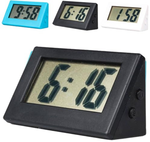 Digital Clock Battery Powered Only, LED Large Display, Small Digital Travel Clock, suitable for Bedside/Bedroom (Black)