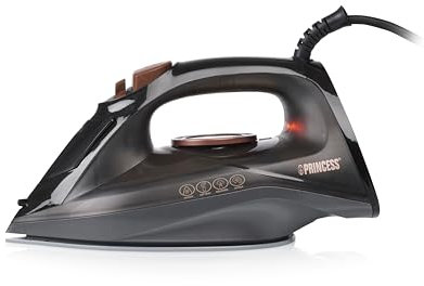 Princess Plancha de vapor - 2 600 W - Depósito de agua: 220 ml - Función autolimpieza - Suela de cerámica - Vapor vertical - Vapor continuo 25 g/min - Chorro de vapor 80 g/min - 322890