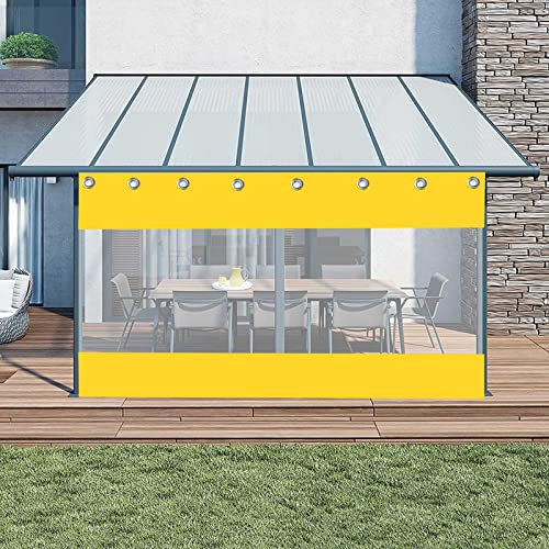 Transparente Vorhänge für Pavillon, Veranda, Pergola, Terrasse und Balkon, wetterfeste transparente Seitenteile mit Ösen, 5,6 x 2,5 m
