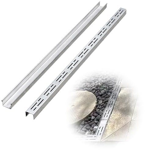 Abflussrinne Aussen Entwässerungsrinne Bodenablauf Aussen, Edelstahl 304, Regenrinnen Ablauf für Einfahrten, Terrassen und Terrassen, Flach Schmal Ablaufrinne Entwässerungsrinne Befahrbar(3.5x3cm(1 3/