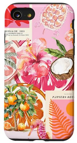 Hibiscus Flower Turtle Palm Tree Hawaii Summer Preppy Case for iPhone SE (2020) / 7 / 8