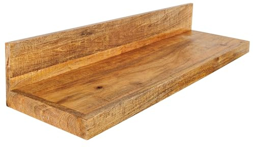 Riess Ambiente Massives Wandregal MAKASSAR - 80cm - Natur - Mangoholz Handmade Wandboard Ablageregal Wanddeko Dekoregal Holzmaserung