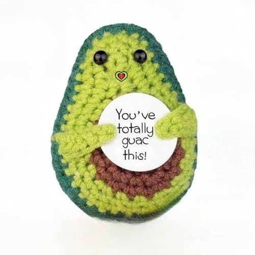 ZhuXIXILiang Lustige Positives Gestricktes Spielzeug brokkoli wichtel kuscheltie Kreative Positive Broccoli Puppe gestrickte Puppe mit Positivitätskarte Freundin Geschenke für Freundin(Avocado)