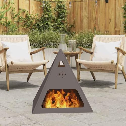 Standkamin Fire Pit Kamin Feuerstelle,Feuerstelle Schwarz 50 x 50 x 51 cm Stahl,Feuertopf Für Camping,Garten Und Terrasse,Leicht Zu Warten