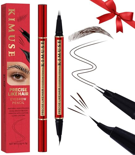 KIMUSE Crayon Sourcils 2-en-1 Double Embout Imperméable Longue Tenue | Traits Effet Poil à Poil, Formule Végane Anti-Trace, Retouches en Voyage, 3 Nuances : pour Débutantes comme Expertes