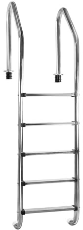 Escalera de piscina enterrada, acero inoxidable de 2 a 5 escalones con pasamanos, escalera mecánica de piscina resistente, peldaños antideslizantes, resistente a la corrosión, fácil montaje