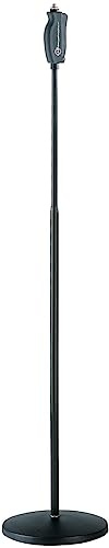 K&M König & Meyer 26085.500.55 One Hand Microphone Stand | Soft Touch Easy Clutch for Adjustable Height | Mic Mount Holder | Heavy Round Base | Professional Grade | Made In Germany | Black