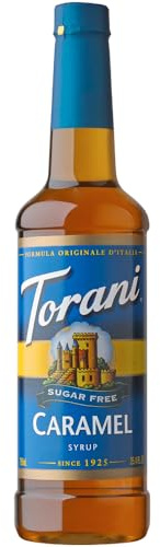 Torani Caramel Sugar Free Coffee Syrup (750ml) – Zero Calorie Caramel Syrup for Coffee, Hot Chocolate & Protein Shakes – No Sugar – Ideal for Drinks and Desserts