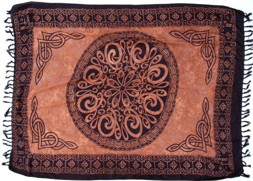 GURU SHOP Bali Sarong, Wandbehang, Wickelrock, Sarongkleid, Herren/Damen, Celtic Braun, Synthetisch, Size:One Size, 160x110 cm