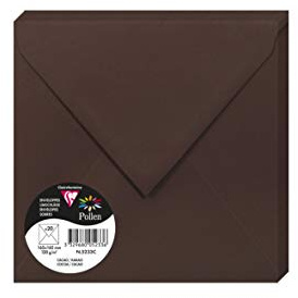 Clairefontaine 5233C - Packung mit 20 Umschlägen Pollen 16,5x16,5 cm, 120g, gefüttert, ideal für Einladungen und Korrespondenz, Premium glattes Papier, Kakaobraun, 1 Pack