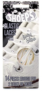 Shoeps Elastic Schnürsenkel, 14 teilig, White Silver Button