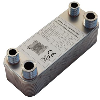 Edelstahl Plattenwärmetauscher B3-12-20 mit 2x1/2 & 2x3/4 Zoll Anschl. 45kW Heizung Solar (PWT)