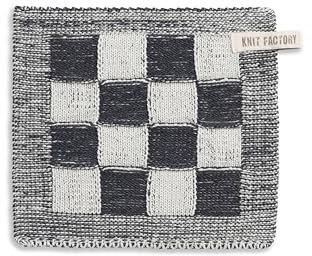 Knit Factory - Topflappen Block - Hitzebeständige Lappen - Schutzlappen zum Kochen - Küchenzubehör - Kochlappen - Ecru/Anthrazit - Grau - Traditioneller Look - 23x23 cm