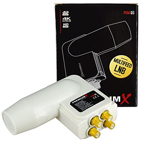 Premium X PXM-QS Multifeed Quad Rocket schmal LNB 3° Grad SAT für 4 Teilnehmer FullHD 3D 4K UltraHD Typ 0,1 inkl Wetterschutz