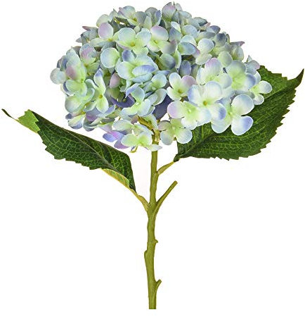 FloristryWarehouse Hortensien, künstlich, 1 Stiel, 52 cm, Hellblau