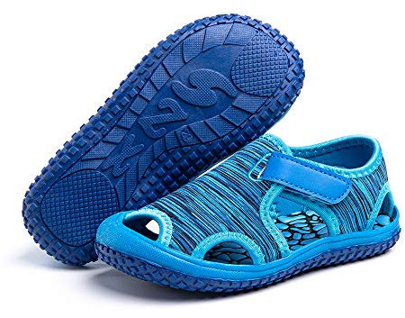 Hitmars Sandales Fille Garcon Bébé Enfant Été Chaussures de Plage Sandales Antidérapant Respirant Mesh Randonnée Marche Rose Violet Bleu Gris Vert EU 21-31 Bleu1 22