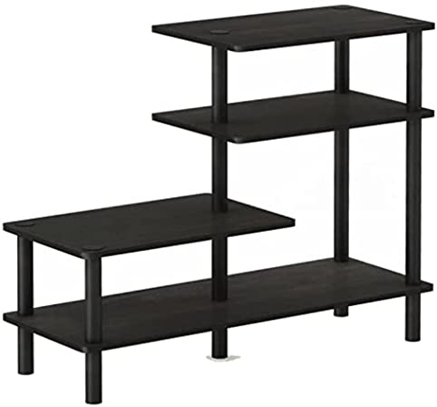 Furinno Deko-Regal mit 3 Ebenen, Holz, Espresso/Schwarz, 29.49 x 80 x 64 cm