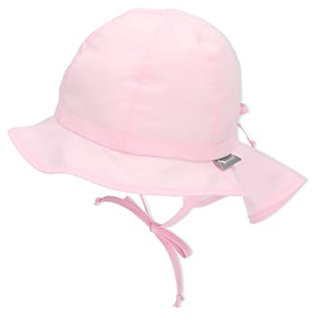 Sterntaler Sonnenhut - Mädchen Sommerhut - UV-Schutz 50+ Mütze mit breiter Krempe und Größenregulierung - Nackenschutz - Bindebänder - Baby Kinder Kopfbedeckung aus Popeline (Bio) - puderrosa,Größe 43
