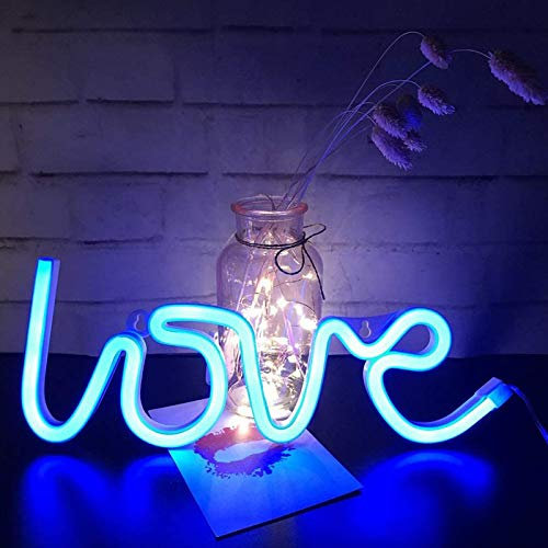 Love Neon Sign-Neon Signs for Bedroom,USB or Battery Neon Light for Wall,led neon Light as Neon Wall Signs for Girls Love Light up Sign for Christmas Party Wedding Kids Room or Living Room, Blue