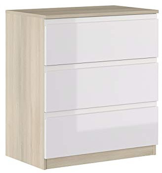 Iconico Home MIK Modern, Cassettiera 3 cassetti, Camera da letto, Cameretta ragazzi, Studio, Hobby, 80x44,5xh87 cm, Rovere