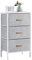 Yaheetech Chest of Drawers, 3 Fabric Drawers Wardrobe Storage with Sturdy Metal Frame, Wooden Top Cabinet Organiser Unit for Bedroom/Living Room/Closet/Nursery/Hallway, Light Gray