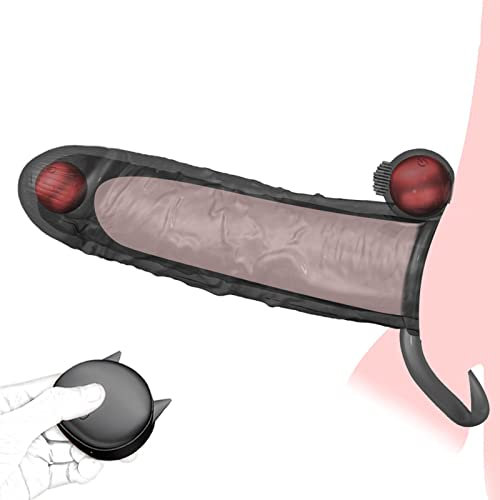 QgLust Penis Sleeve mit Drahtlose Fernbedienung 10 Frequenz Vibration Penis Cock Ring Sleeve Sex Spielzeug FüR Männer Paare Vibrierende Peniszaumzeug Cock Penis Ring Vagina Stimulator(Schwarz)