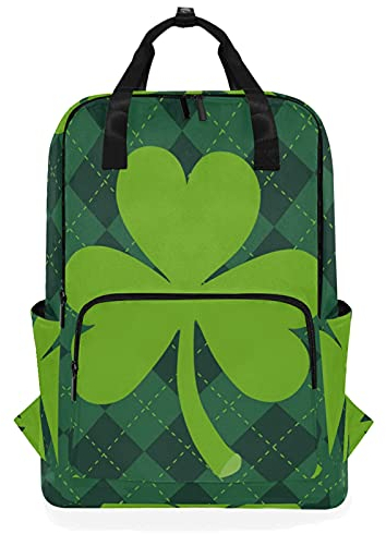 Linomo St Patrick's Day Klee Rucksack Daypacks Schultertasche Büchertasche Laptop Computerrucksack Umhängetasche Reisen Schulrucksack für Damen Herren Kinder Teenager