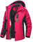 TACVASEN Damen Wandern Winterjacke Winddicht Wasserabweisend Regenjacke Ski Jacke Wetterjacke Trekking Camping Übergangsjack (L, Rosa)
