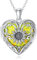 SOULMEET Sterling Silber Medaillon Halskette, die Bild Fotos personalisierte Herz Sonnenblumen Anhänger Halskette hält mit Gelber Opal
