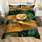 Schlangen-Bettbezug, Gelbe Schlange, 3D-Reptilien-Bett-Sets für Kinder, Jungen, Teenager, Mann, gelbe Schuppen, kaltblütige Tiere, Bettwäsche-Set, tropisches Palmblatt, Wildtiere, Bettbezug mit
