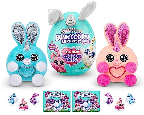 Rainbocorns Easter Bunnycorn Surprise Series 2 (2 Pack) by ZURU, Collectible Bunny Plush with 4 Surprises, Easter Gift for Girls