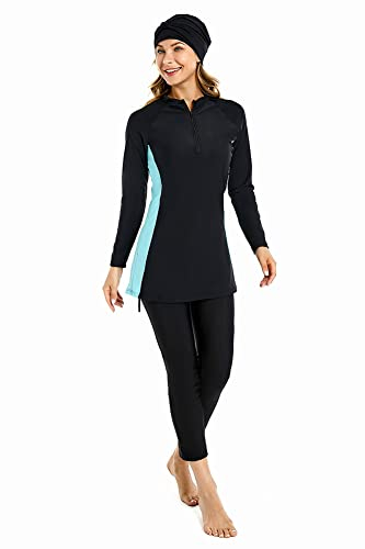 3-Pieces Swimwear for Women Full Covered Swimsuit Burkini Plus Size Bathing Suit Beachwear(4XL,J8)