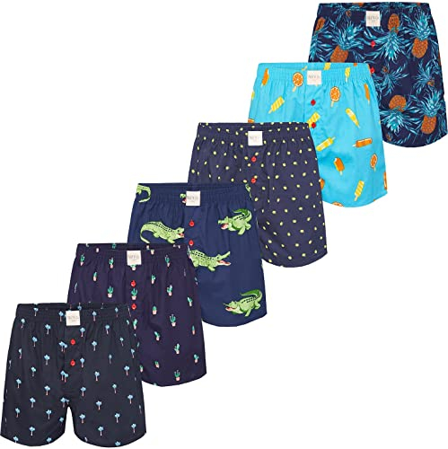 Herren Boxer Multipack Motive Prints Baumwolle Boxershorts gewebt Web Webboxer Unterhosen Phil & Co. - Set 2 - L