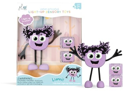 Glo Pals Lila Figur mit 2 Leuchtwürfeln, Wasserspielzeug, Badewannenspielzeug