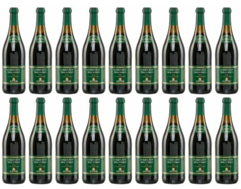 Lambrusco Gualtieri Rosso süß 18x 0,75l Dell Emilia | Roter Perlwein aus Italien | 7,5% Vol.| + 20ml Jassas Olivenöl